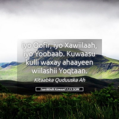 Picture 05 - Taariikhdii Kowaad 1:23 SOM - iyo Oofir, iyo Xawiilaah, iyo Yoobaab. Kuwaasu - Bible Verse Picture