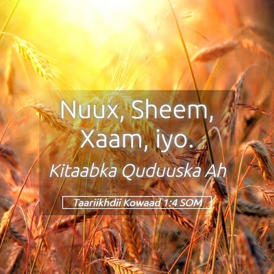 Picture 05 - Taariikhdii Kowaad 1:4 SOM - Nuux, Sheem, Xaam, - Bible Verse Picture