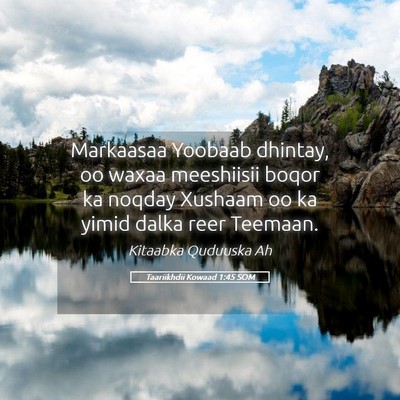 Picture 05 - Taariikhdii Kowaad 1:45 SOM - Markaasaa Yoobaab dhintay, oo waxaa meeshiisii - Bible Verse Picture