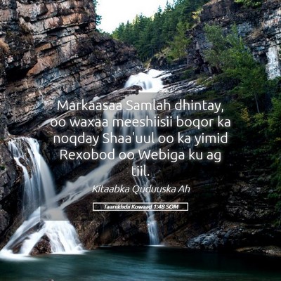 Picture 05 - Taariikhdii Kowaad 1:48 SOM - Markaasaa Samlah dhintay, oo waxaa meeshiisii - Bible Verse Picture