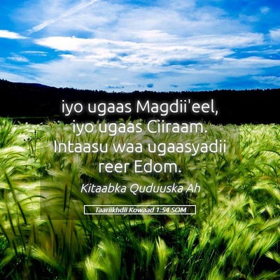 Picture 05 - Taariikhdii Kowaad 1:54 SOM - iyo ugaas Magdii'eel, iyo ugaas Ciiraam. Intaasu - Bible Verse Picture