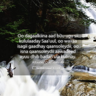 Picture 05 - Taariikhdii Kowaad 10:3 SOM - Oo dagaalkiina aad buu ugu sii kululaaday - Bible Verse Picture