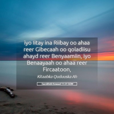 Picture 05 - Taariikhdii Kowaad 11:31 SOM - iyo Iitay ina Riibay oo ahaa reer Gibecaah oo - Bible Verse Picture