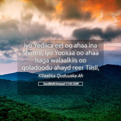 Picture 05 - Taariikhdii Kowaad 11:45 SOM - iyo Yediica'eel oo ahaa ina Shimrii, iyo Yooxaa - Bible Verse Picture