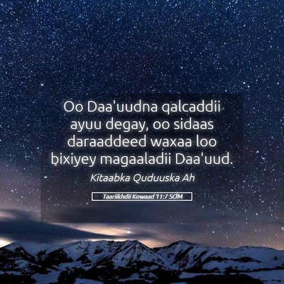 Picture 05 - Taariikhdii Kowaad 11:7 SOM - Oo Daa'uudna qalcaddii ayuu degay, oo sidaas - Bible Verse Picture