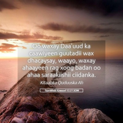 Picture 05 - Taariikhdii Kowaad 12:21 SOM - Oo waxay Daa'uud ka caawiyeen guutadii wax - Bible Verse Picture