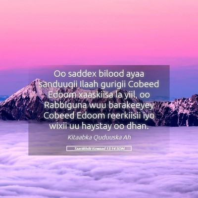 Picture 05 - Taariikhdii Kowaad 13:14 SOM - Oo saddex bilood ayaa sanduuqii Ilaah gurigii - Bible Verse Picture