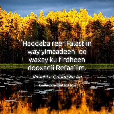 Picture 05 - Taariikhdii Kowaad 14:9 SOM - Haddaba reer Falastiin way yimaadeen, oo waxay ku - Bible Verse Picture