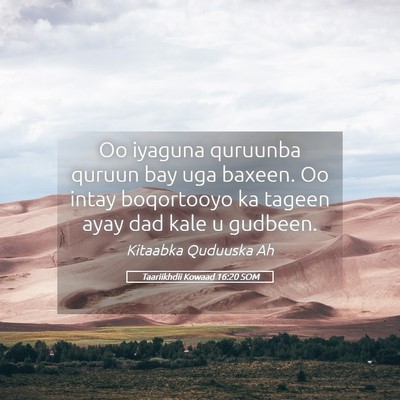 Picture 05 - Taariikhdii Kowaad 16:20 SOM - Oo iyaguna quruunba quruun bay uga baxeen. Oo - Bible Verse Picture