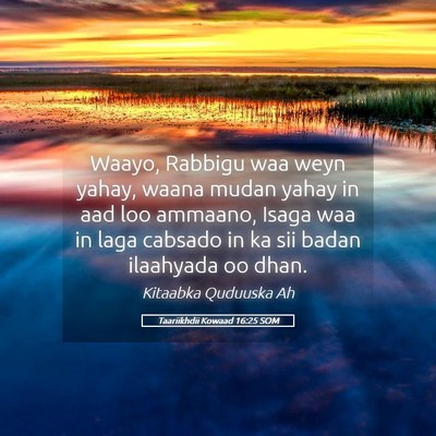 Picture 05 - Taariikhdii Kowaad 16:25 SOM - Waayo, Rabbigu waa weyn yahay, waana mudan yahay - Bible Verse Picture