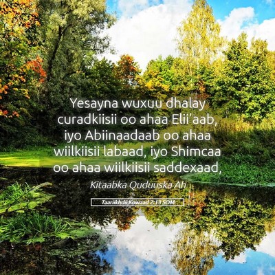 Picture 05 - Taariikhdii Kowaad 2:13 SOM - Yesayna wuxuu dhalay curadkiisii oo ahaa - Bible Verse Picture