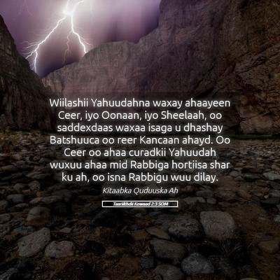 Picture 05 - Taariikhdii Kowaad 2:3 SOM - Wiilashii Yahuudahna waxay ahaayeen Ceer, iyo - Bible Verse Picture