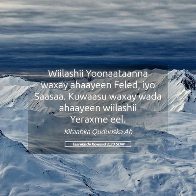 Picture 05 - Taariikhdii Kowaad 2:33 SOM - Wiilashii Yoonaataanna waxay ahaayeen Feled, iyo - Bible Verse Picture