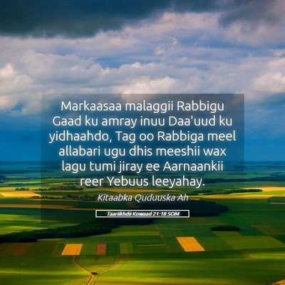 Picture 05 - Taariikhdii Kowaad 21:18 SOM - Markaasaa malaggii Rabbigu Gaad ku amray inuu - Bible Verse Picture