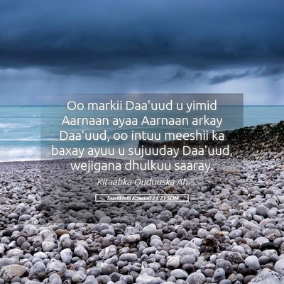 Picture 05 - Taariikhdii Kowaad 21:21 SOM - Oo markii Daa'uud u yimid Aarnaan ayaa Aarnaan - Bible Verse Picture