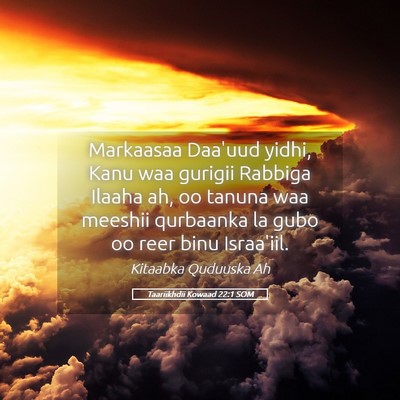 Picture 05 - Taariikhdii Kowaad 22:1 SOM - Markaasaa Daa'uud yidhi, Kanu waa gurigii Rabbiga - Bible Verse Picture