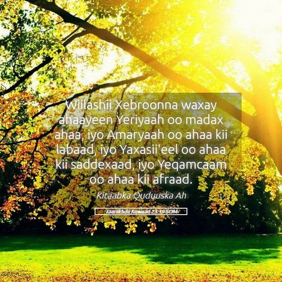 Picture 05 - Taariikhdii Kowaad 23:19 SOM - Wiilashii Xebroonna waxay ahaayeen Yeriyaah oo - Bible Verse Picture