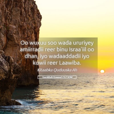 Picture 05 - Taariikhdii Kowaad 23:2 SOM - Oo wuxuu soo wada ururiyey amiirradii reer binu - Bible Verse Picture