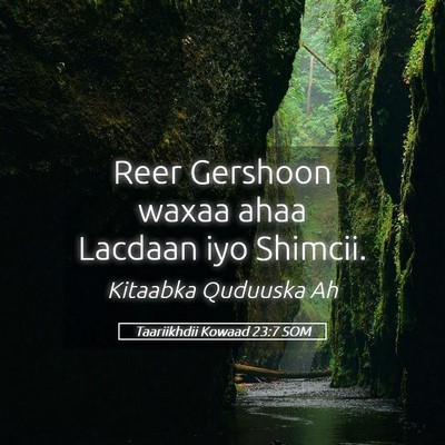 Picture 05 - Taariikhdii Kowaad 23:7 SOM - Reer Gershoon waxaa ahaa Lacdaan iyo - Bible Verse Picture