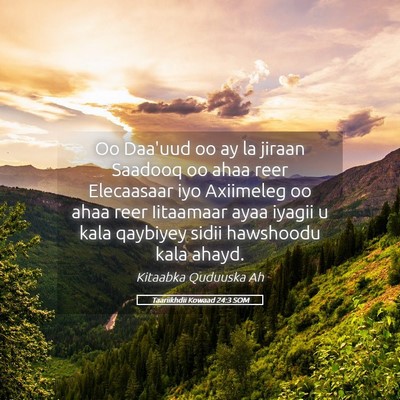Picture 05 - Taariikhdii Kowaad 24:3 SOM - Oo Daa'uud oo ay la jiraan Saadooq oo ahaa reer - Bible Verse Picture