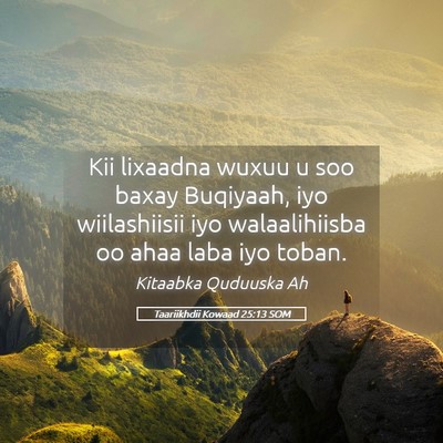 Picture 05 - Taariikhdii Kowaad 25:13 SOM - Kii lixaadna wuxuu u soo baxay Buqiyaah, iyo - Bible Verse Picture