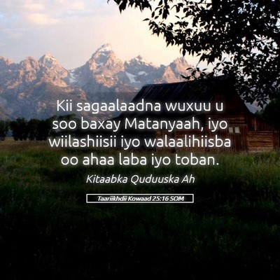 Picture 05 - Taariikhdii Kowaad 25:16 SOM - Kii sagaalaadna wuxuu u soo baxay Matanyaah, iyo - Bible Verse Picture