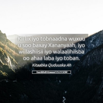 Picture 05 - Taariikhdii Kowaad 25:23 SOM - Kii lix iyo tobnaadna wuxuu u soo baxay - Bible Verse Picture