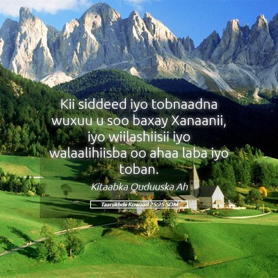 Picture 05 - Taariikhdii Kowaad 25:25 SOM - Kii siddeed iyo tobnaadna wuxuu u soo baxay - Bible Verse Picture