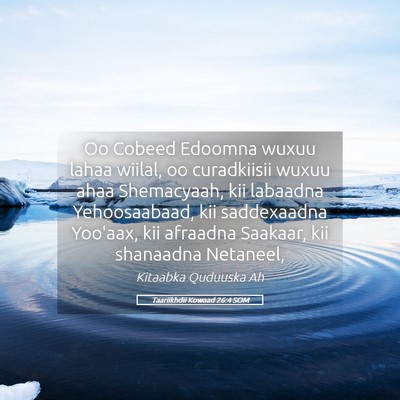 Picture 05 - Taariikhdii Kowaad 26:4 SOM - Oo Cobeed Edoomna wuxuu lahaa wiilal, oo - Bible Verse Picture
