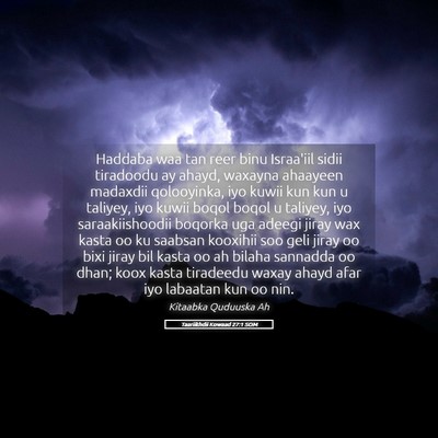 Picture 05 - Taariikhdii Kowaad 27:1 SOM - Haddaba waa tan reer binu Israa'iil sidii - Bible Verse Picture