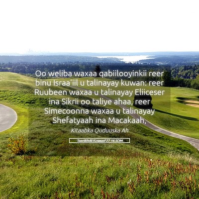 Picture 05 - Taariikhdii Kowaad 27:16 SOM - Oo weliba waxaa qabiilooyinkii reer binu - Bible Verse Picture