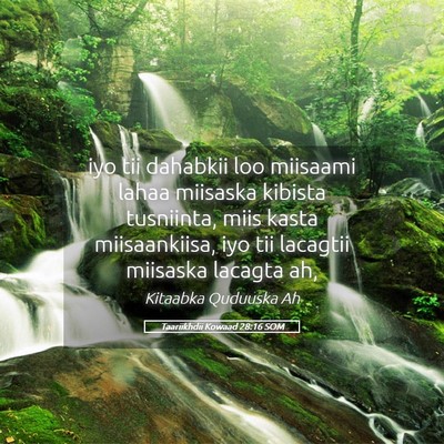 Picture 05 - Taariikhdii Kowaad 28:16 SOM - iyo tii dahabkii loo miisaami lahaa miisaska - Bible Verse Picture