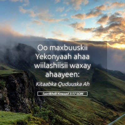 Picture 05 - Taariikhdii Kowaad 3:17 SOM - Oo maxbuuskii Yekonyaah ahaa wiilashiisii waxay - Bible Verse Picture
