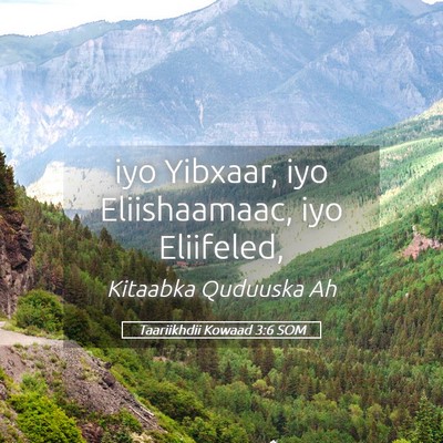 Picture 05 - Taariikhdii Kowaad 3:6 SOM - iyo Yibxaar, iyo Eliishaamaac, iyo - Bible Verse Picture