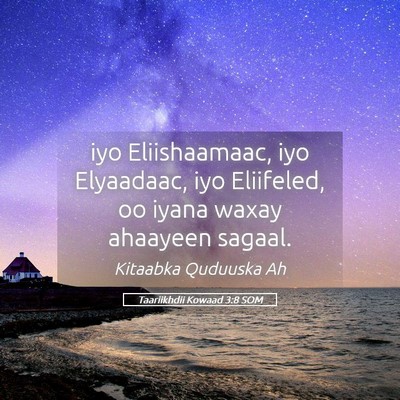Picture 05 - Taariikhdii Kowaad 3:8 SOM - iyo Eliishaamaac, iyo Elyaadaac, iyo Eliifeled, - Bible Verse Picture