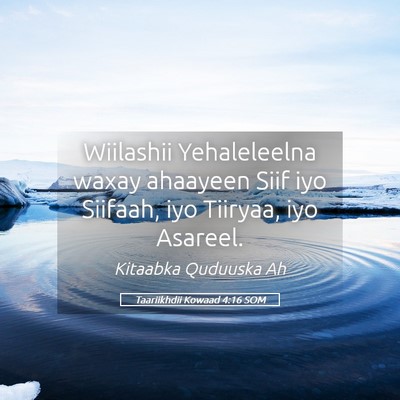 Picture 05 - Taariikhdii Kowaad 4:16 SOM - Wiilashii Yehaleleelna waxay ahaayeen Siif iyo - Bible Verse Picture