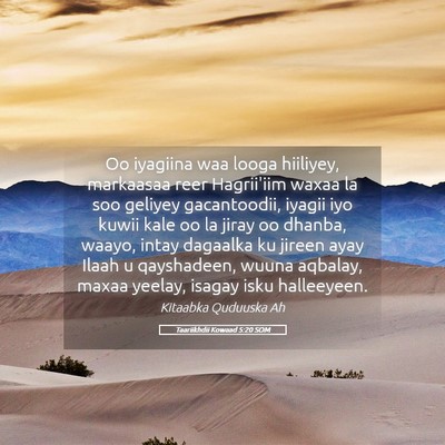 Picture 05 - Taariikhdii Kowaad 5:20 SOM - Oo iyagiina waa looga hiiliyey, markaasaa reer - Bible Verse Picture