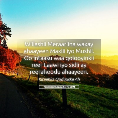 Picture 05 - Taariikhdii Kowaad 6:19 SOM - Wiilashii Meraariina waxay ahaayeen Maxlii iyo - Bible Verse Picture