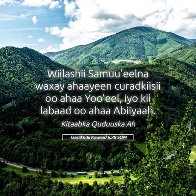 Picture 05 - Taariikhdii Kowaad 6:28 SOM - Wiilashii Samuu'eelna waxay ahaayeen curadkiisii - Bible Verse Picture