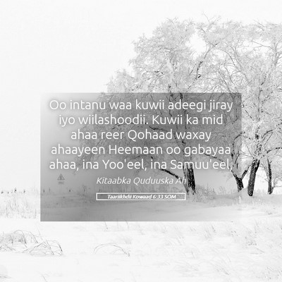 Picture 05 - Taariikhdii Kowaad 6:33 SOM - Oo intanu waa kuwii adeegi jiray iyo - Bible Verse Picture