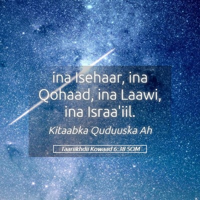 Picture 05 - Taariikhdii Kowaad 6:38 SOM - ina Isehaar, ina Qohaad, ina Laawi, ina - Bible Verse Picture