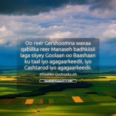 Picture 05 - Taariikhdii Kowaad 6:71 SOM - Oo reer Gershoomna waxaa qabiilka reer Manaseh - Bible Verse Picture
