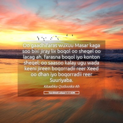 Picture 05 - Taariikhdii Labaad 1:17 SOM - Oo gaadhifaras wuxuu Masar kaga soo bixi jiray - Bible Verse Picture