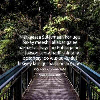Picture 05 - Taariikhdii Labaad 1:6 SOM - Markaasaa Sulaymaan kor ugu baxay meeshii - Bible Verse Picture