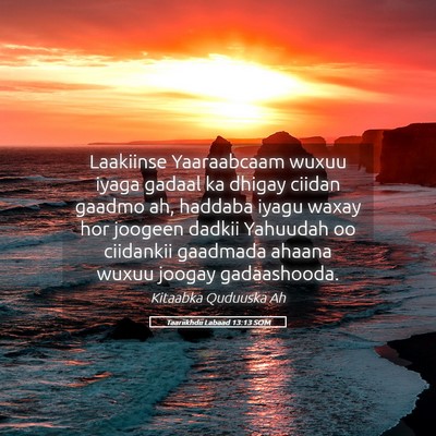 Picture 05 - Taariikhdii Labaad 13:13 SOM - Laakiinse Yaaraabcaam wuxuu iyaga gadaal ka - Bible Verse Picture