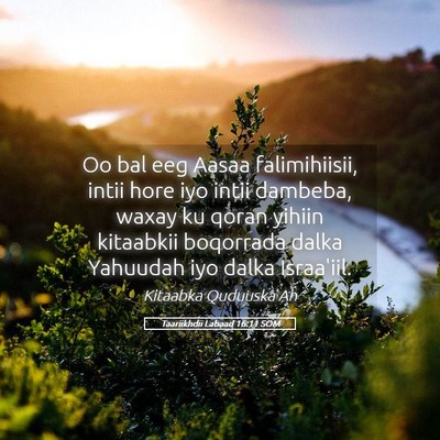 Picture 05 - Taariikhdii Labaad 16:11 SOM - Oo bal eeg Aasaa falimihiisii, intii hore iyo - Bible Verse Picture
