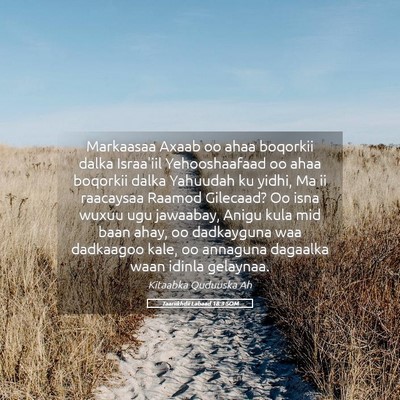 Picture 05 - Taariikhdii Labaad 18:3 SOM - Markaasaa Axaab oo ahaa boqorkii dalka Israa'iil - Bible Verse Picture
