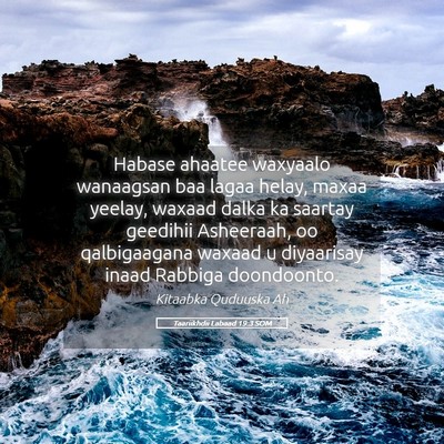 Picture 05 - Taariikhdii Labaad 19:3 SOM - Habase ahaatee waxyaalo wanaagsan baa lagaa - Bible Verse Picture