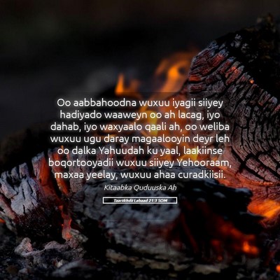 Picture 05 - Taariikhdii Labaad 21:3 SOM - Oo aabbahoodna wuxuu iyagii siiyey hadiyado - Bible Verse Picture