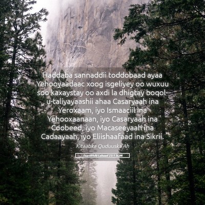 Picture 05 - Taariikhdii Labaad 23:1 SOM - Haddaba sannaddii toddobaad ayaa Yehooyaadaac - Bible Verse Picture